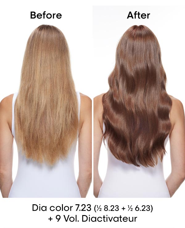 before and after shots of coloured hair