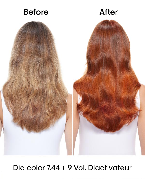 before and after shots of coloured hair