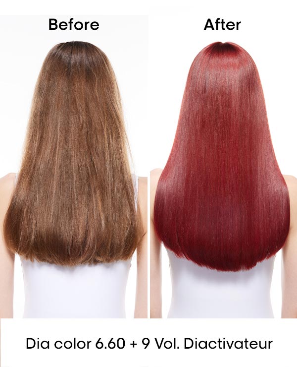 before and after shots of coloured hair